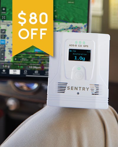 Sentry Plus displayed with iPad in the background with weather data