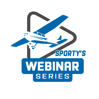 Sporty's Webinar series logo with plane