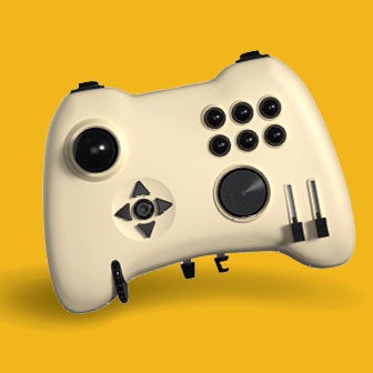 Yawman controller displayed with yellow background
