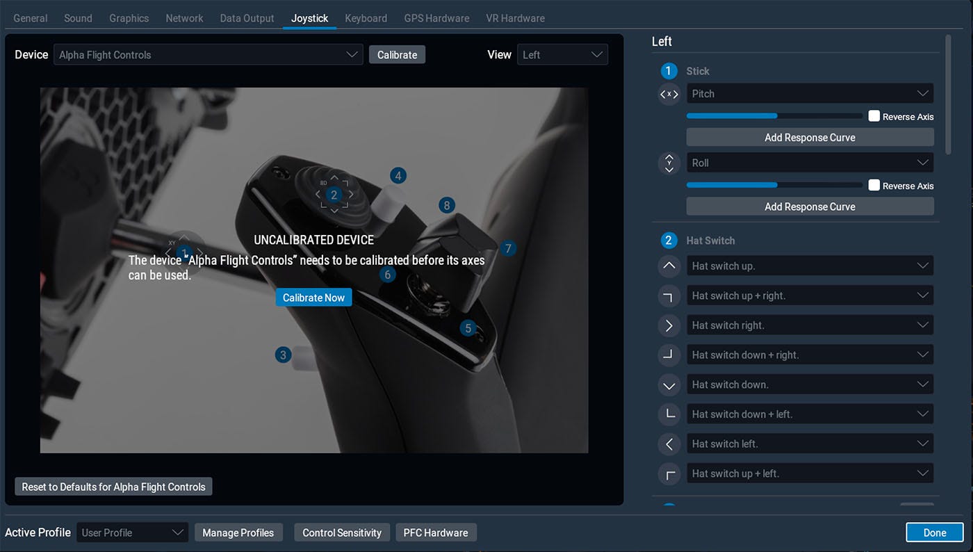 Flight sim control settings 2