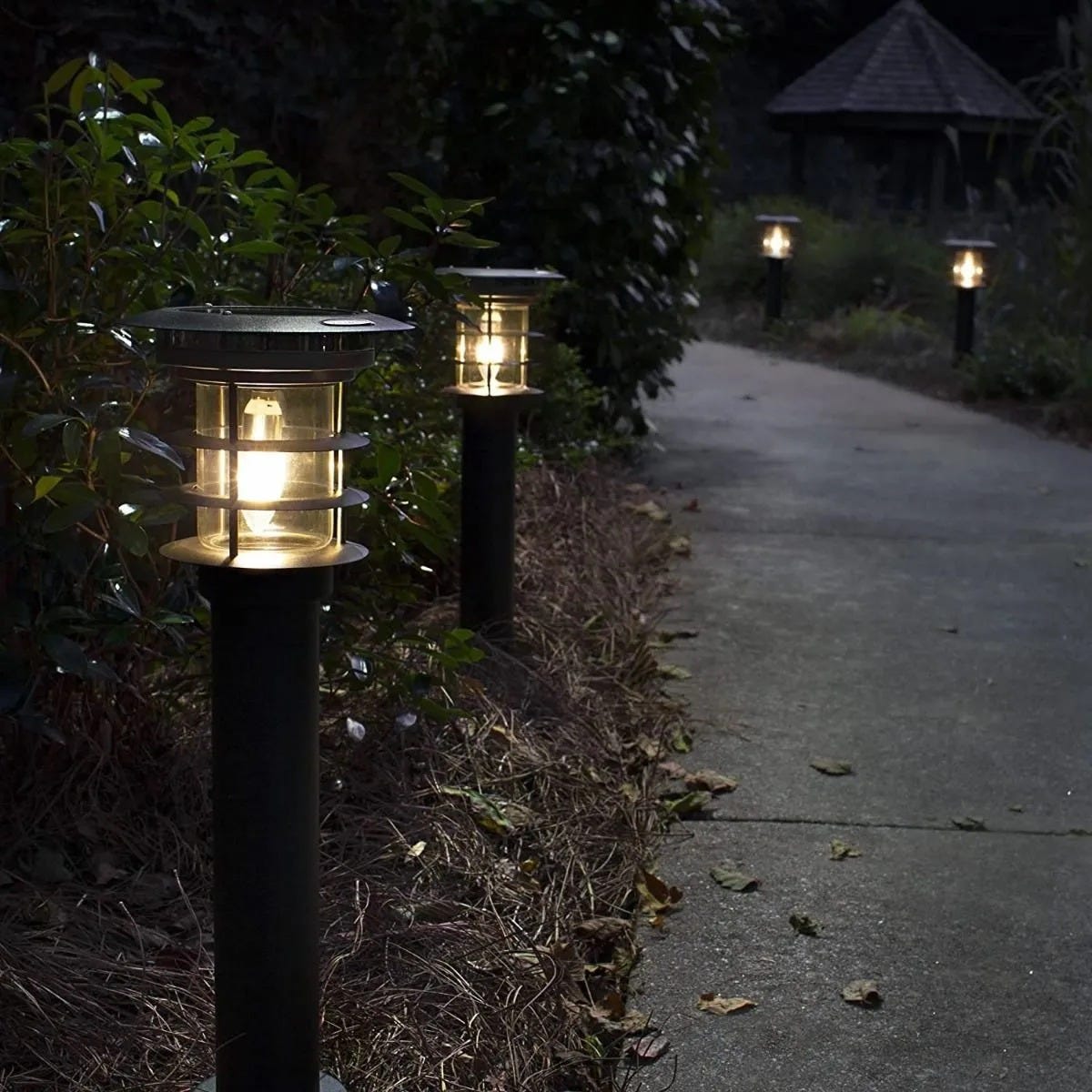 Black Stainless Steel Bollard Solar Light