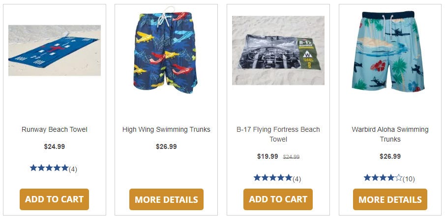 sample swim wear and towels from wright bros. collection