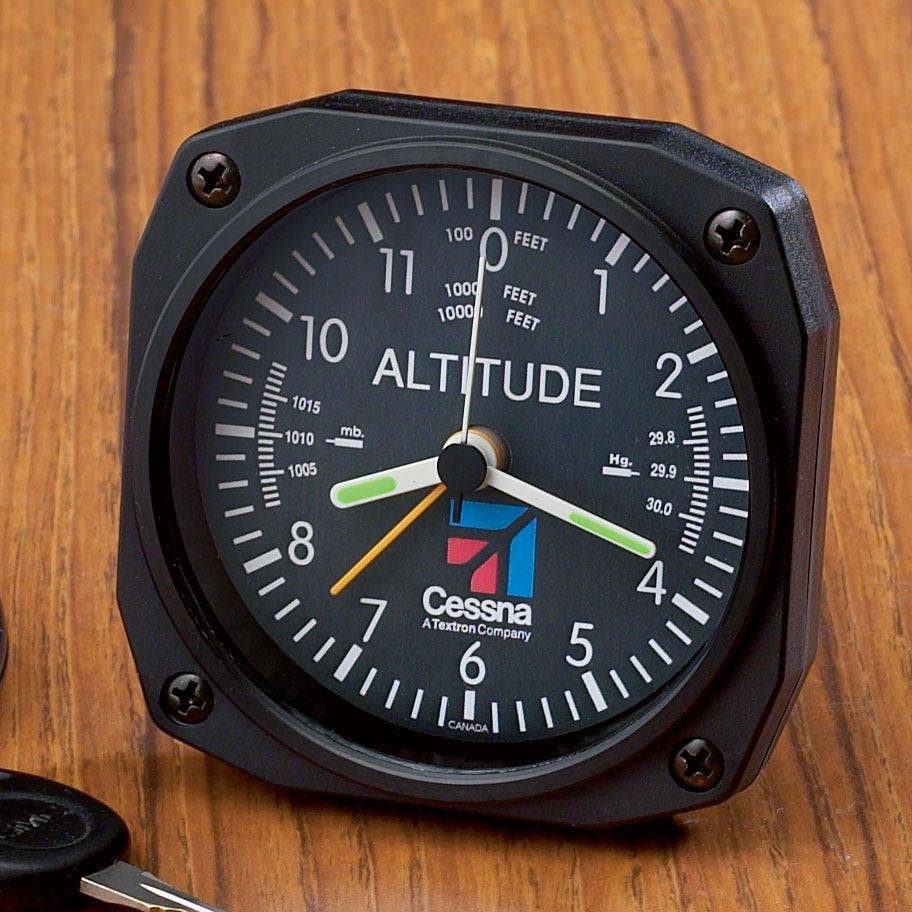 Cessna Logo Altimeter Desk Clock from Sporty's Wright Bros Collection