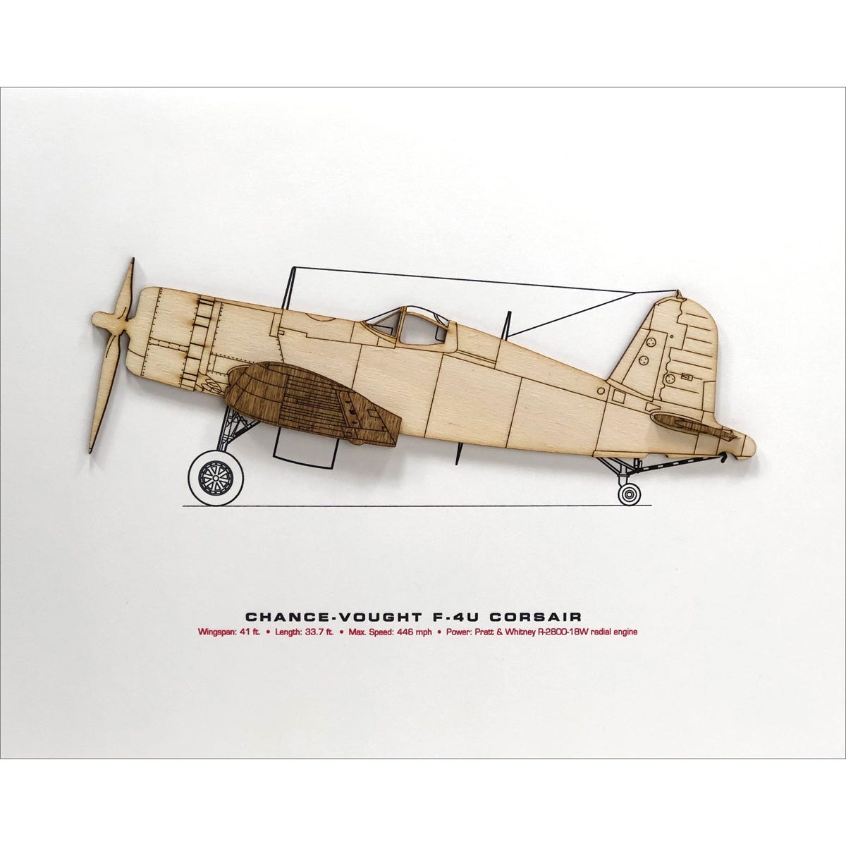 LaserCut WWII Airplane Profile Prints with Wood Accents from Sporty