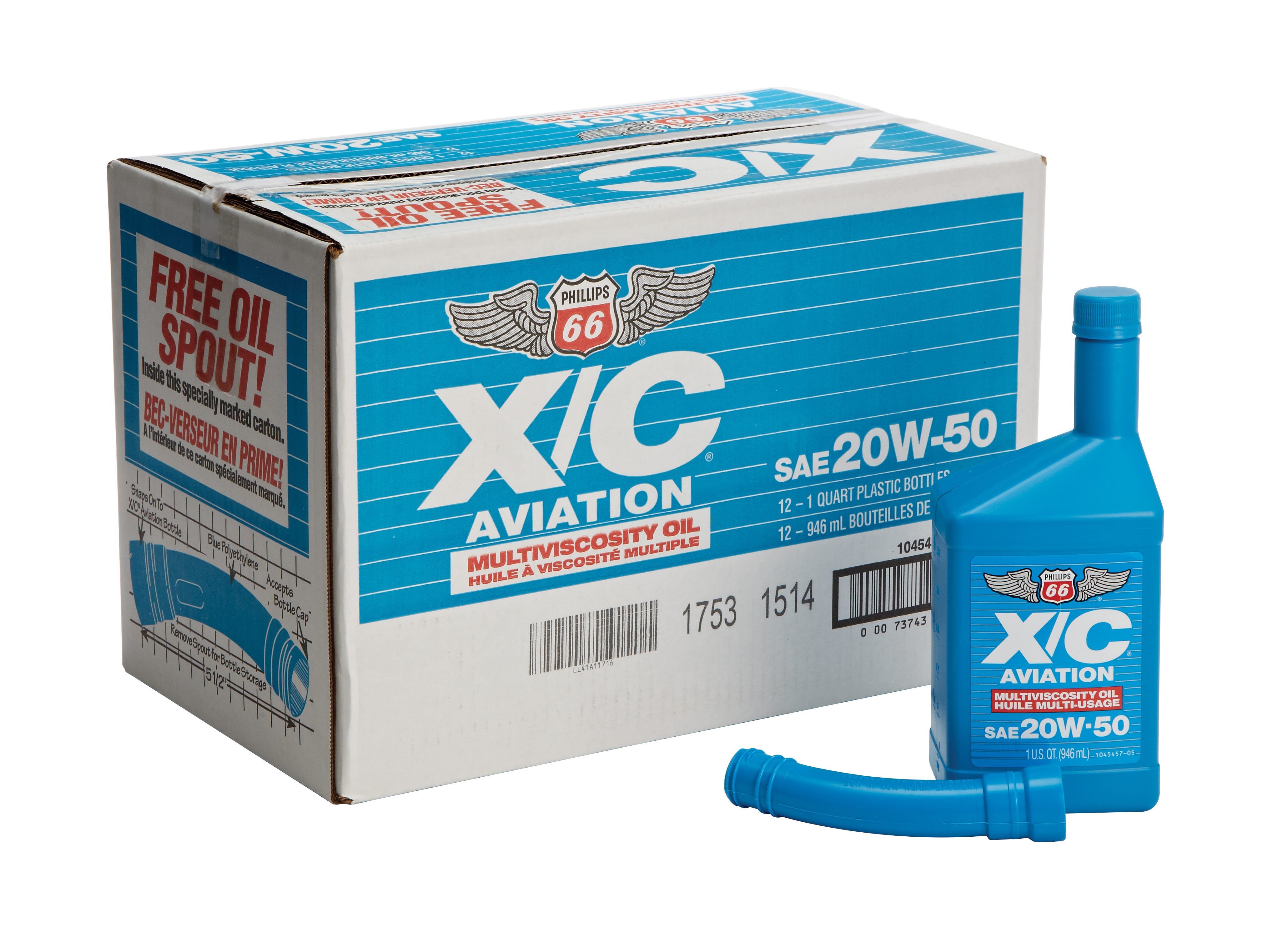 Phillips 66 X/C Aviation Oil SAE20W/50 (case of 12 quarts)