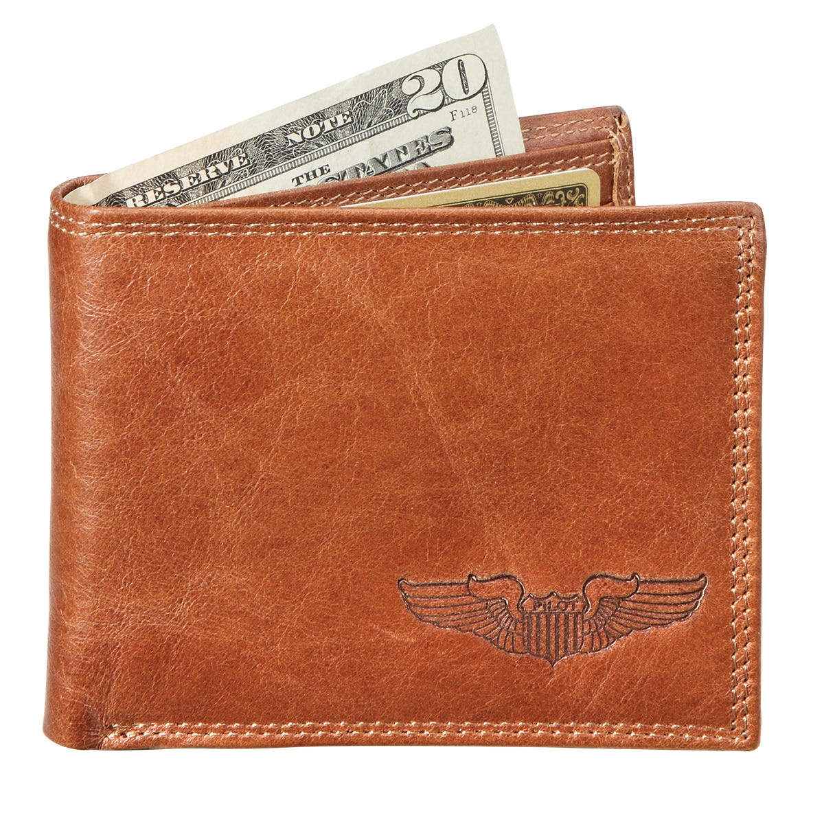 Pilot Wings Leather Wallet from Sporty's Wright Bros Collection