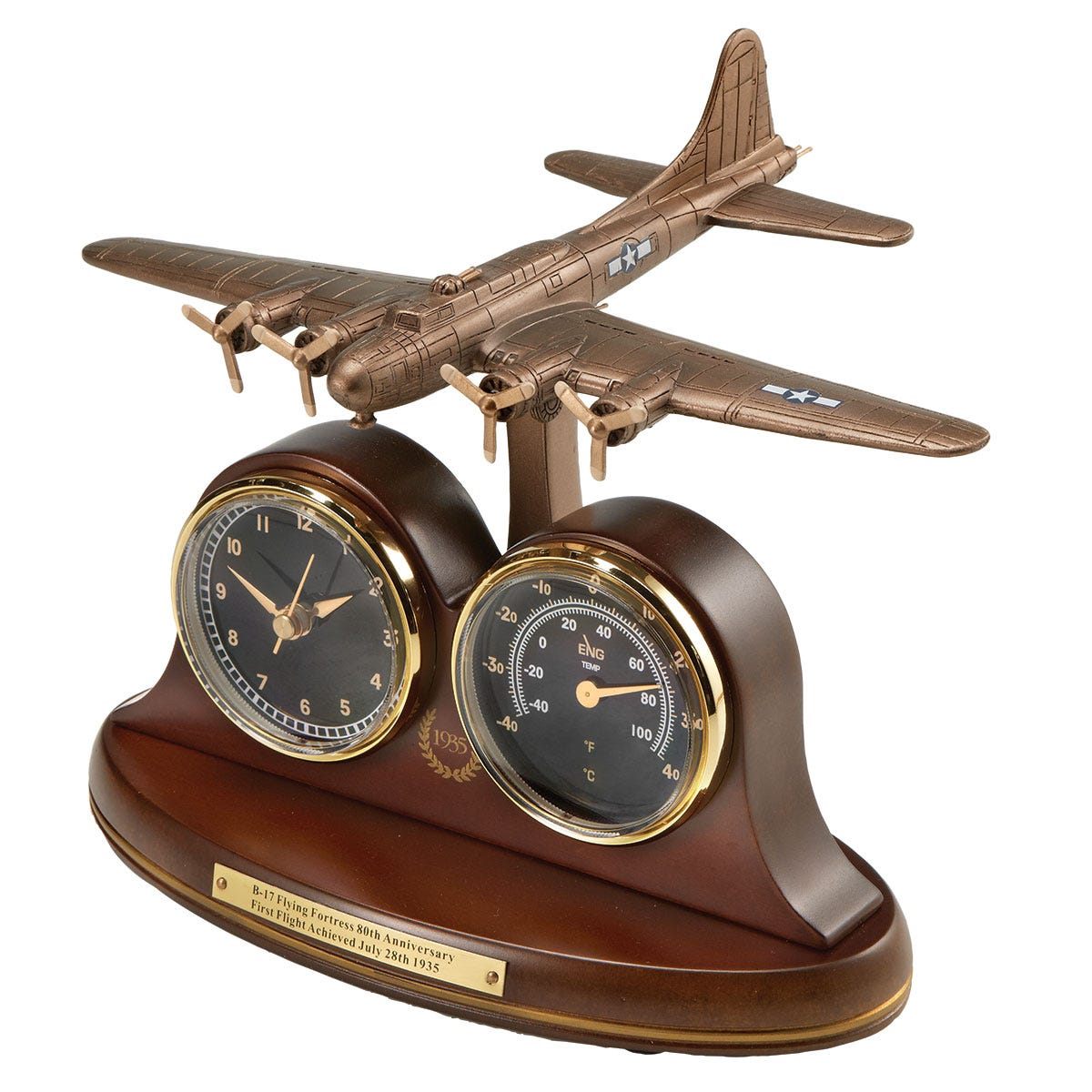 B 17 Flying Fortress Tribute Desk Clock And Thermometer All Other More Photos