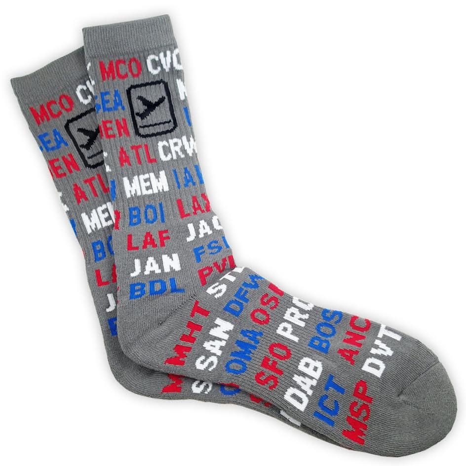 USA Airport Codes Socks from Sporty's Wright Bros Collection