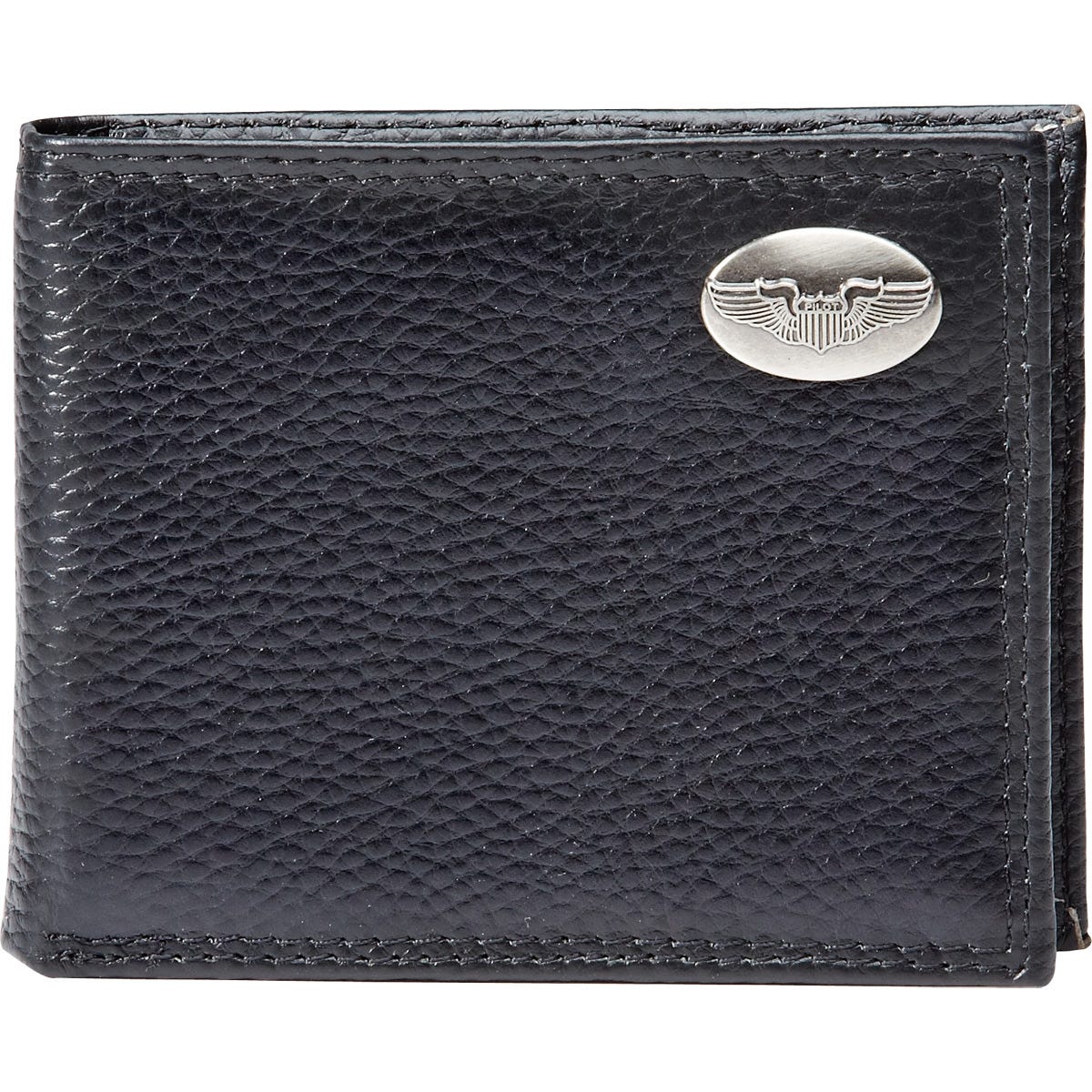 Pilot Wings Medallion Black Leather Wallet from Sporty's Wright Bros