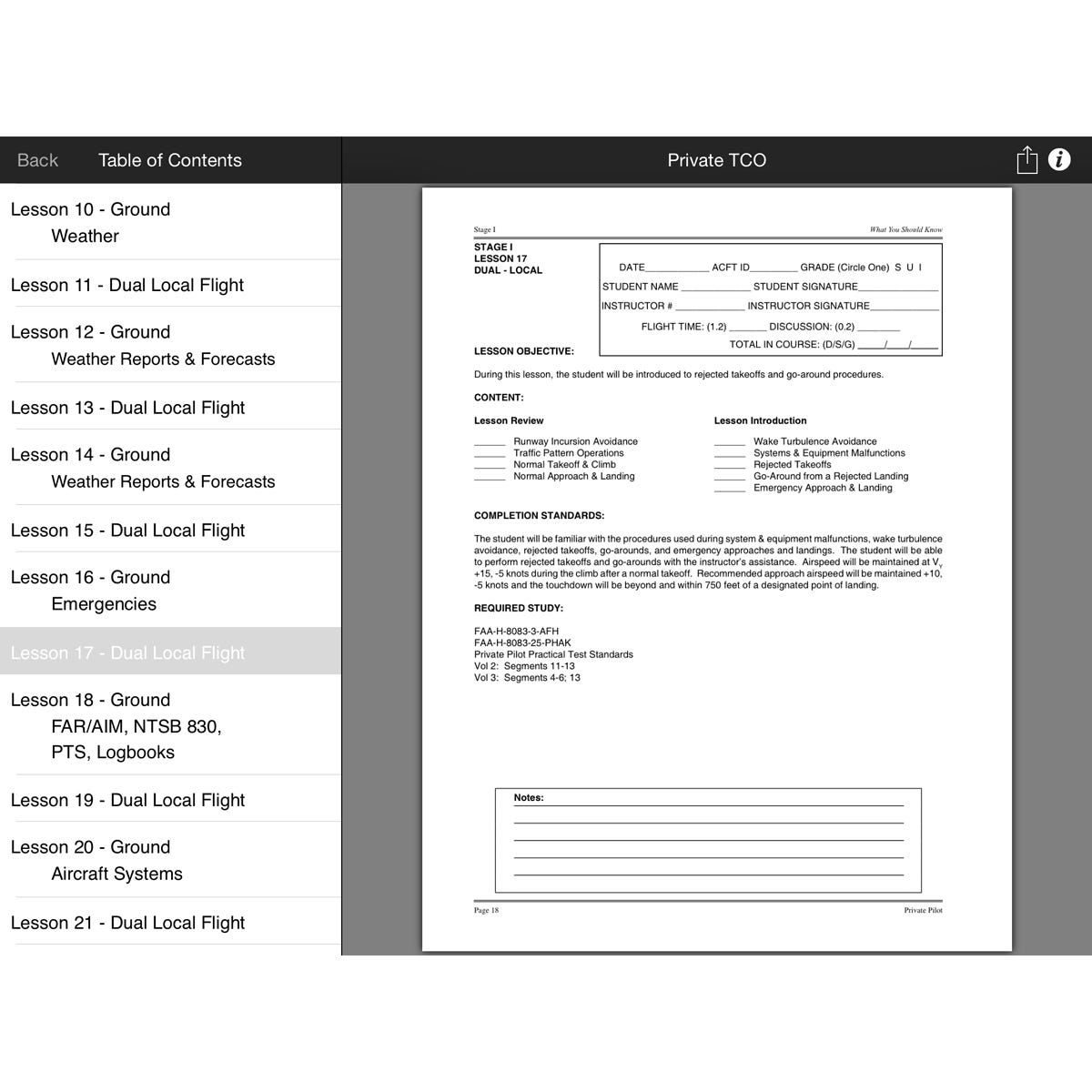 Sporty's Ultimate CFI Lesson Plan Guide iPad/iPhone App (Private Pilot ...