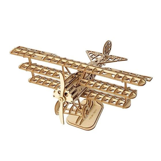 Classical 3D Triplane Wooden Puzzle Display