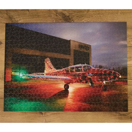 puzzle completed on wood table