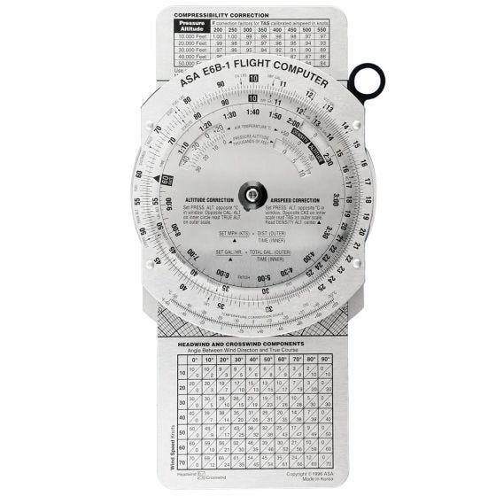 Pocket Size E6B Computer on white