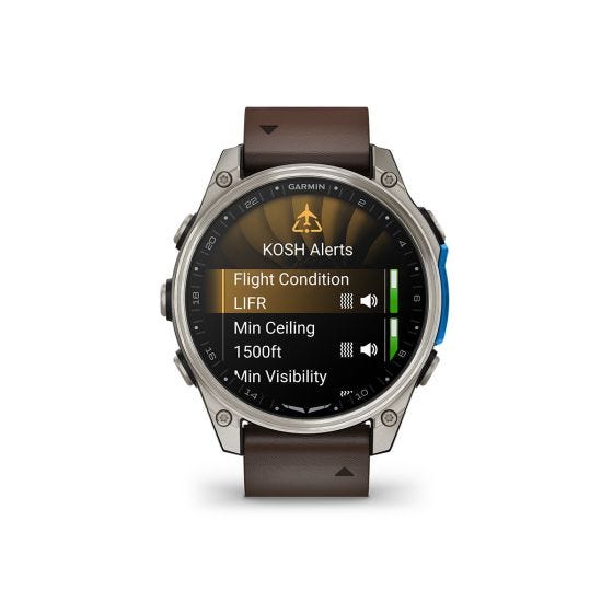 Garmin D2 Mach 2 – 47mm Titanium with Oxford Crown Leather Band
