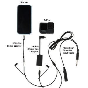 Flight Gear GA Audio Input Cable with GoPro and Type C Adapter