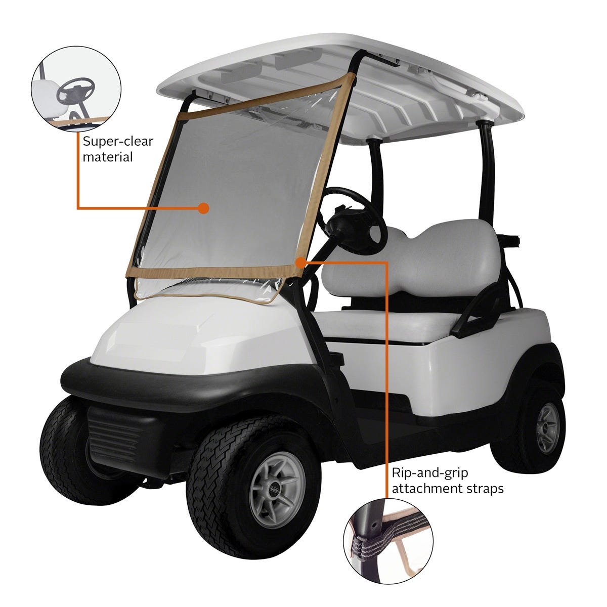 Deluxe Portable Golf Cart Windshield from Sportys Preferred Living