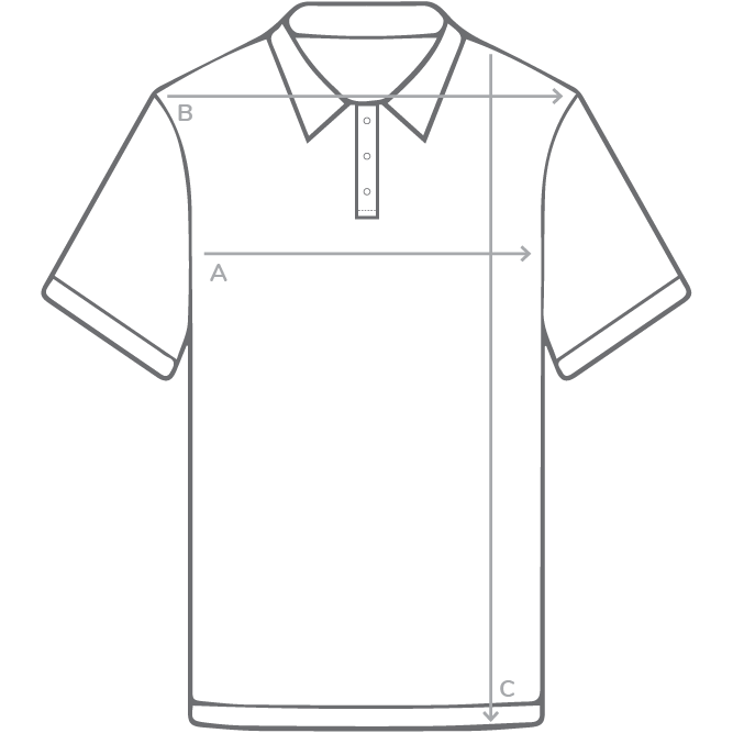 Polo shirt size chart measurement diagram
