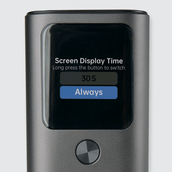 Battery display showing power levels and charging status