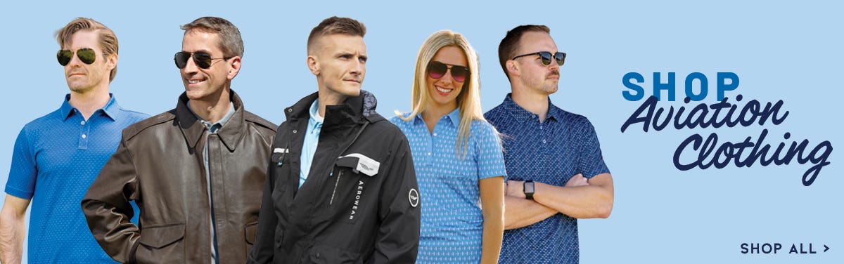 five people wearing various aviation clothing