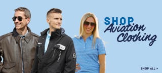 Three people wearing various aviation clothing